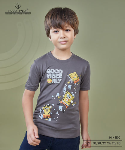 Ht 1170 Front-Back Print Hugo Tylor Imported Boys Tshirt Supplier Gujarat
