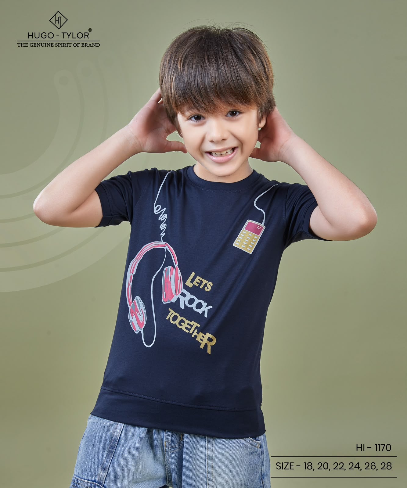 Ht 1170 Front-Back Print Hugo Tylor Imported Boys Tshirt Supplier Gujarat