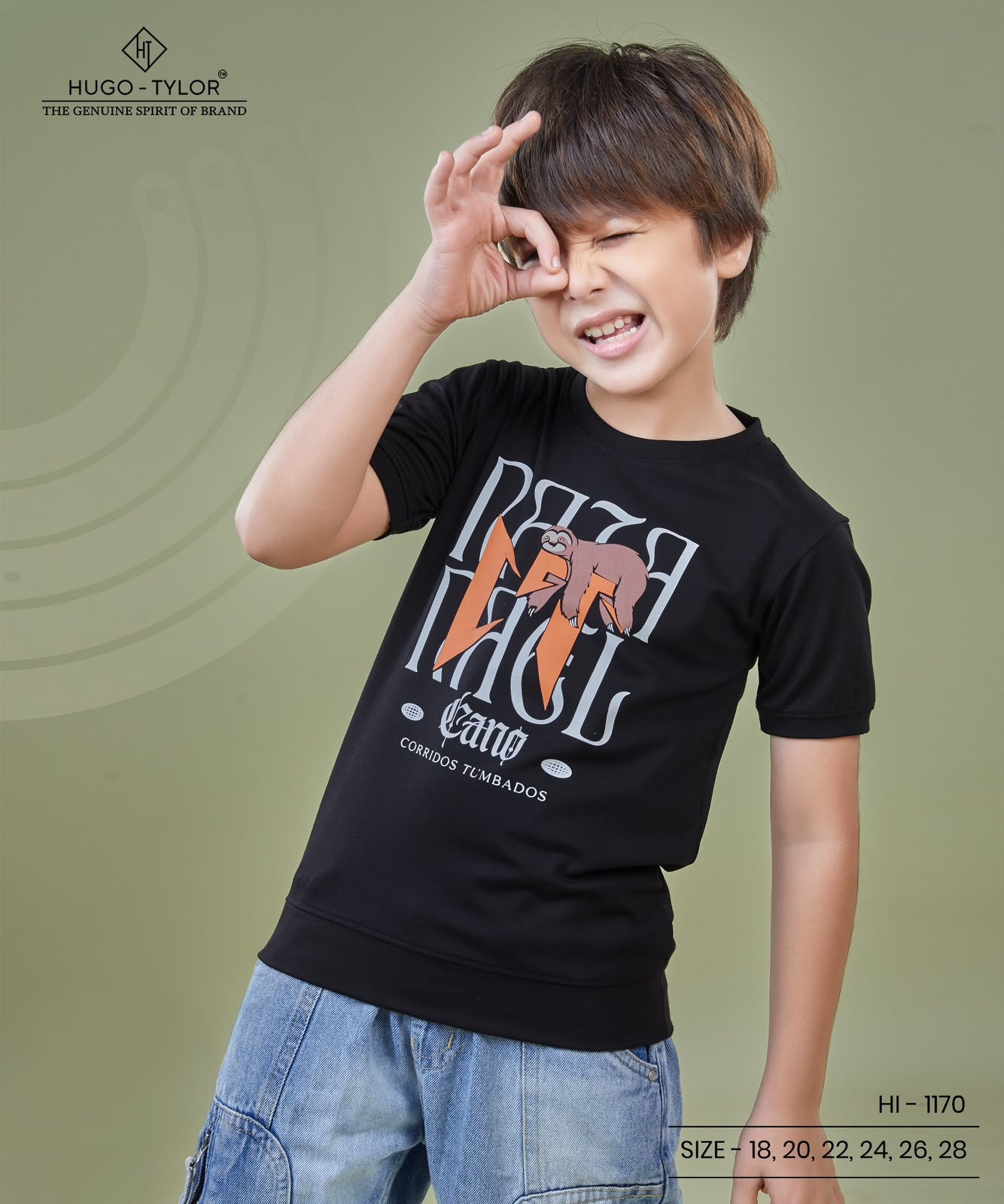 Ht 1170 Front-Back Print Hugo Tylor Imported Boys Tshirt Supplier Gujarat