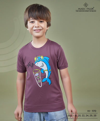 Ht 1170 Front-Back Print Hugo Tylor Imported Boys Tshirt Supplier Gujarat