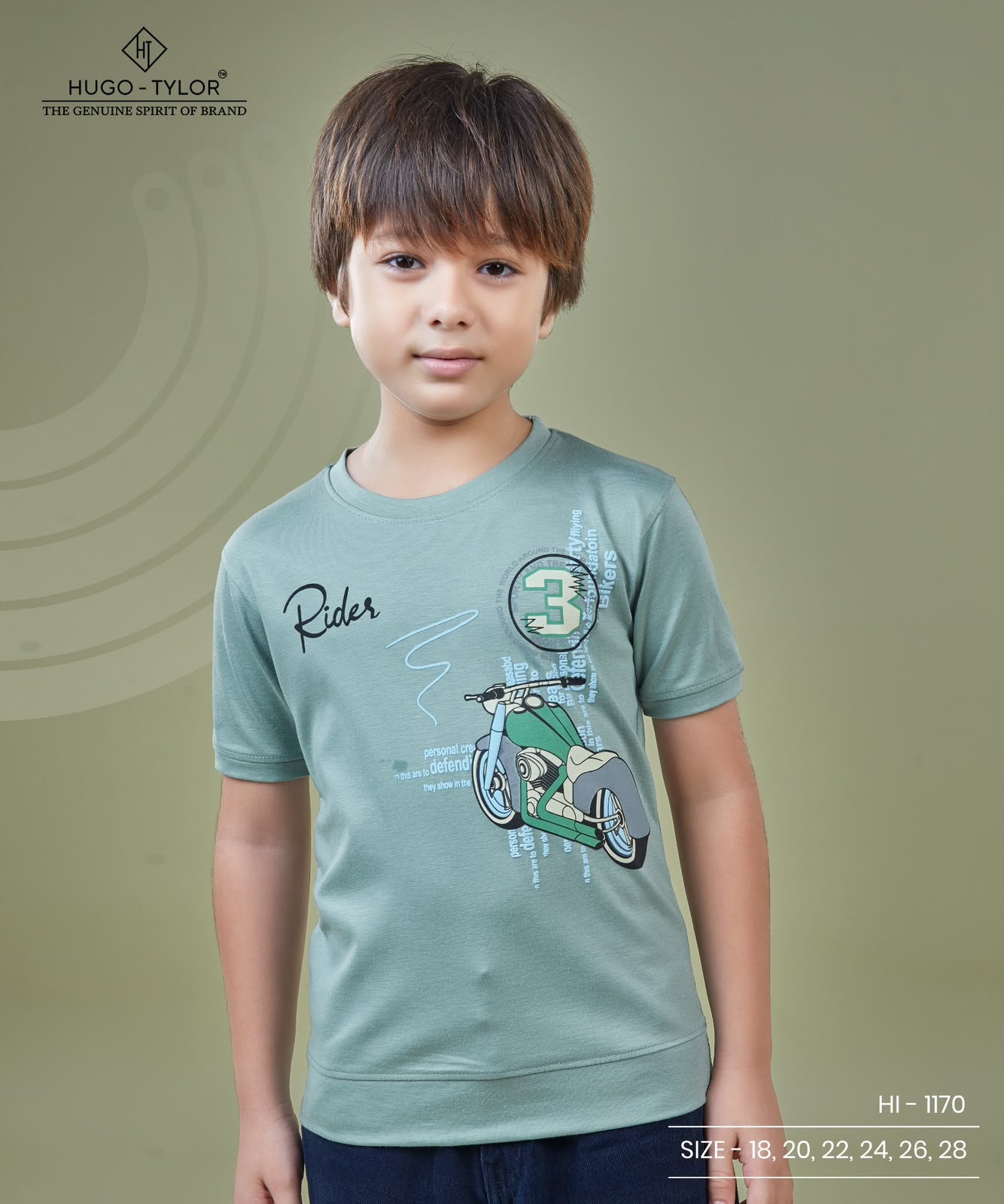 Ht 1170 Front-Back Print Hugo Tylor Imported Boys Tshirt Supplier Gujarat