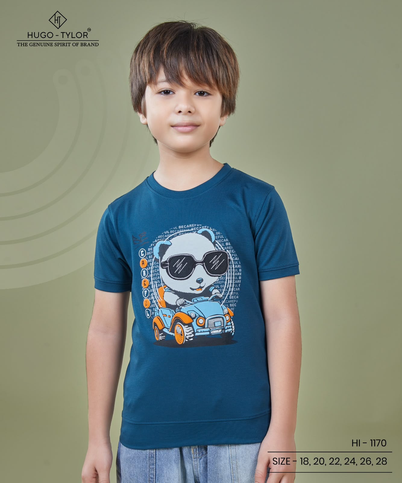 Ht 1170 Front-Back Print Hugo Tylor Imported Boys Tshirt Supplier Gujarat