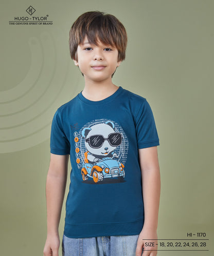 Ht 1170 Front-Back Print Hugo Tylor Imported Boys Tshirt Supplier Gujarat