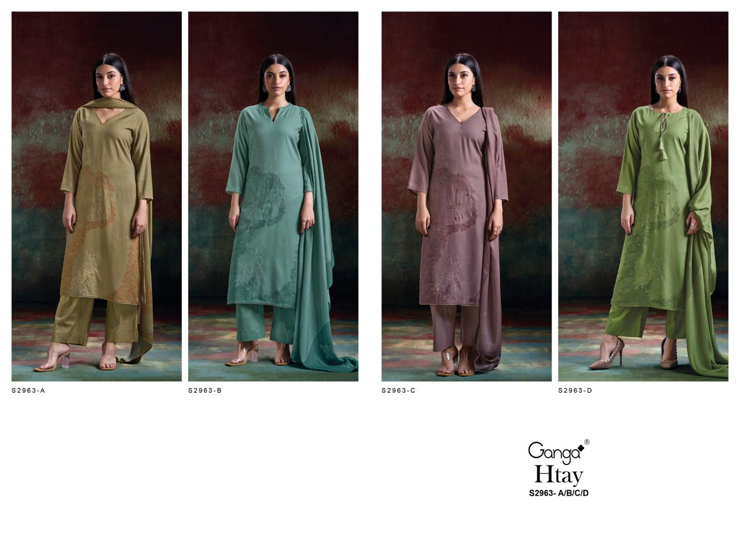 Htay S2963 Ganga Dobby Pashmina Suits Manufacturer Ahmedabad