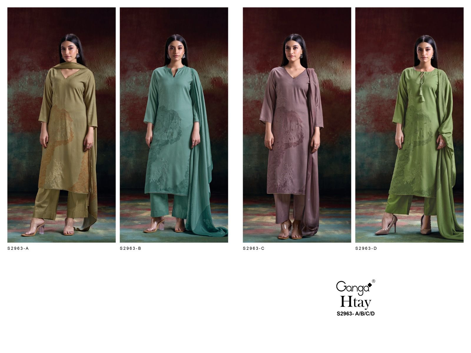 Htay S2963 Ganga Dobby Pashmina Suits Manufacturer Ahmedabad