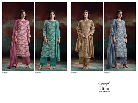 Htun S2863 Ganga Pure Khadi Pashmina Suits Exporter