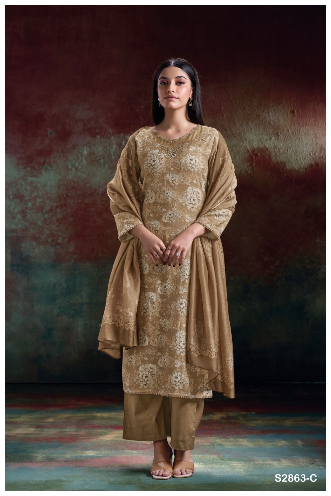 Htun S2863 Ganga Pure Khadi Pashmina Suits Exporter