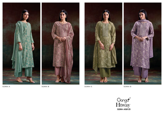 Htway S2864 Ganga Pure Khadi Pashmina Suits Supplier