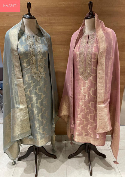 Huda Naariti Silk Jacquard Salwar Suits Manufacturer Gujarat