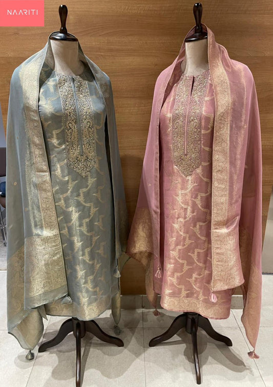 Huda Naariti Silk Jacquard Salwar Suits Manufacturer Gujarat