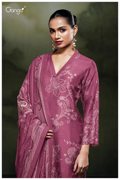 Hudaifa 3860 Ganga Russian Silk Plazzo Style Suits Wholesale