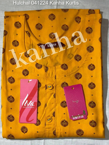 Hulchal 041224 Kanha Heavy Rayon Kurtis Wholesaler Ahmedabad