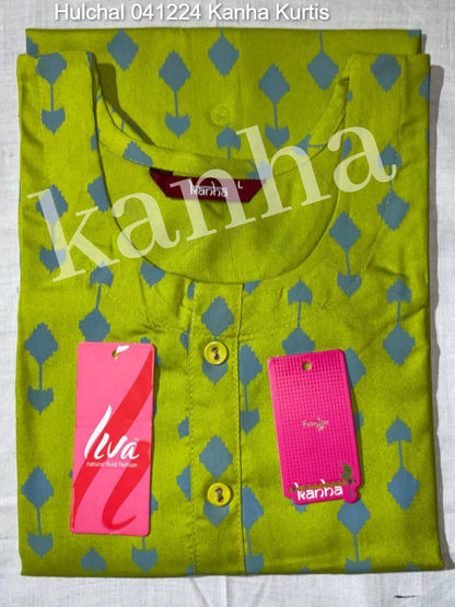 Hulchal 041224 Kanha Heavy Rayon Kurtis Wholesaler Ahmedabad