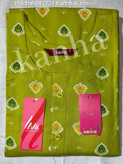 Hulchal 041224 Kanha Heavy Rayon Kurtis Wholesaler Ahmedabad