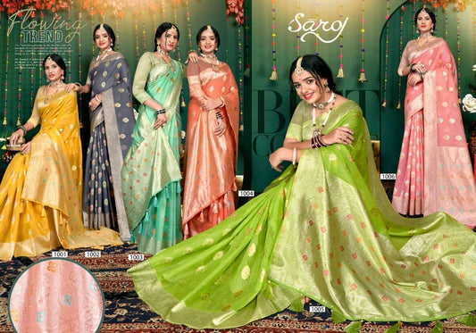 Hulchul Linnin Vol 2 Saroj Slub Sarees Wholesaler India