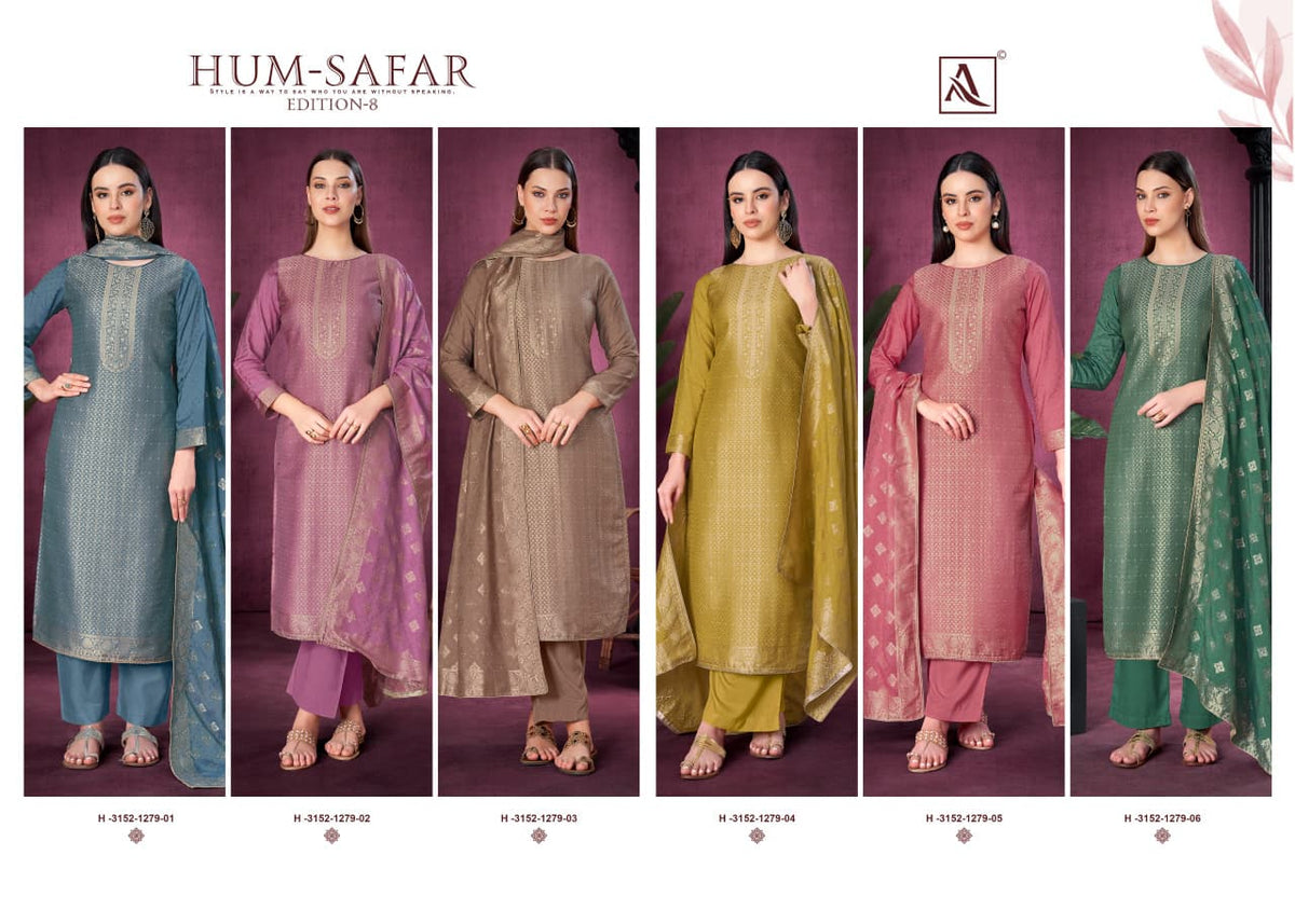 Hum Safar Edition 8 Alok Viscose Maslin Karachi Salwar Suits Wholesaler