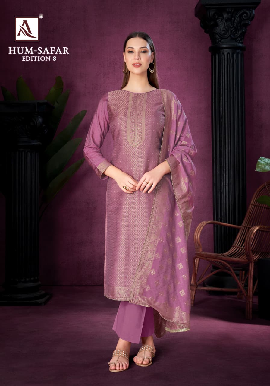 Hum Safar Edition 8 Alok Viscose Maslin Karachi Salwar Suits Wholesaler