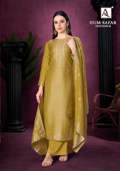 Hum Safar Edition 8 Alok Viscose Maslin Karachi Salwar Suits Wholesaler