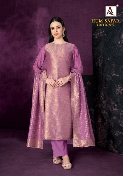 Hum Safar Edition 9 Alok Muslin Jacquard Karachi Salwar Suits Wholesale Rate