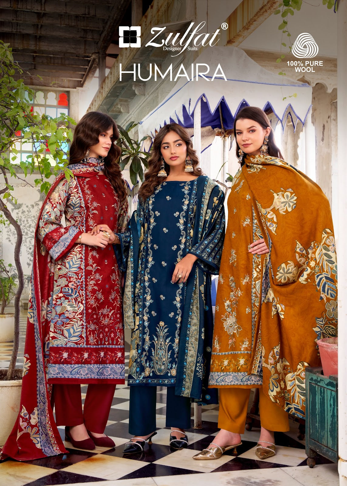 Humaira Zulfat Designer Woolen Karachi Pashmina Salwar Suits Supplier Gujarat