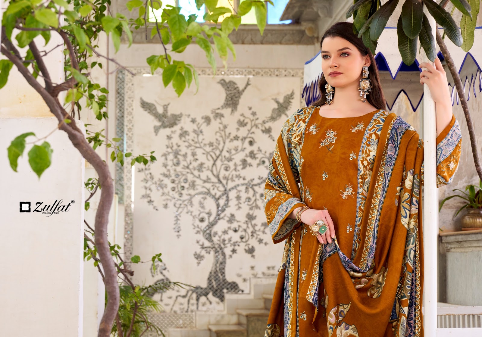 Humaira Zulfat Designer Woolen Karachi Pashmina Salwar Suits Supplier Gujarat