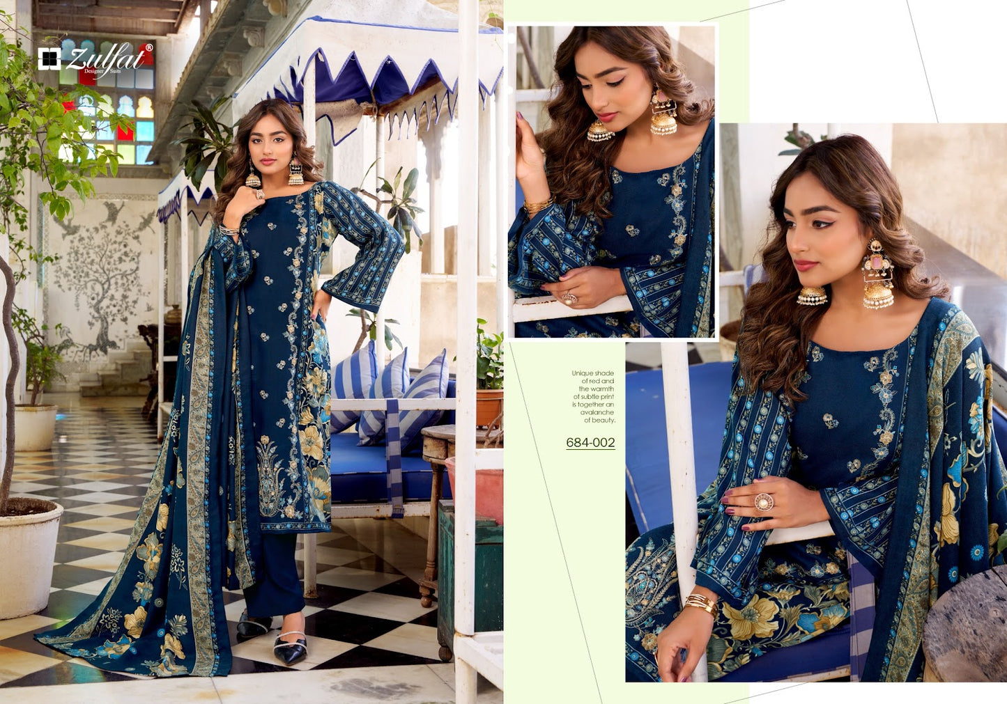 Humaira Zulfat Designer Woolen Karachi Pashmina Salwar Suits Supplier Gujarat