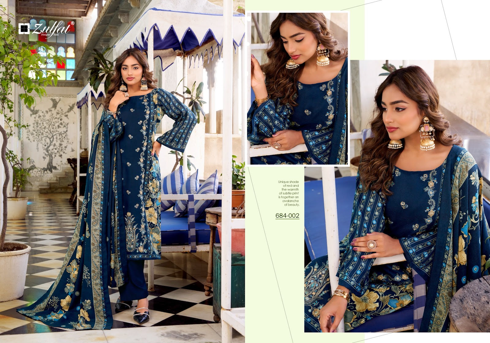 Humaira Zulfat Designer Woolen Karachi Pashmina Salwar Suits Supplier Gujarat