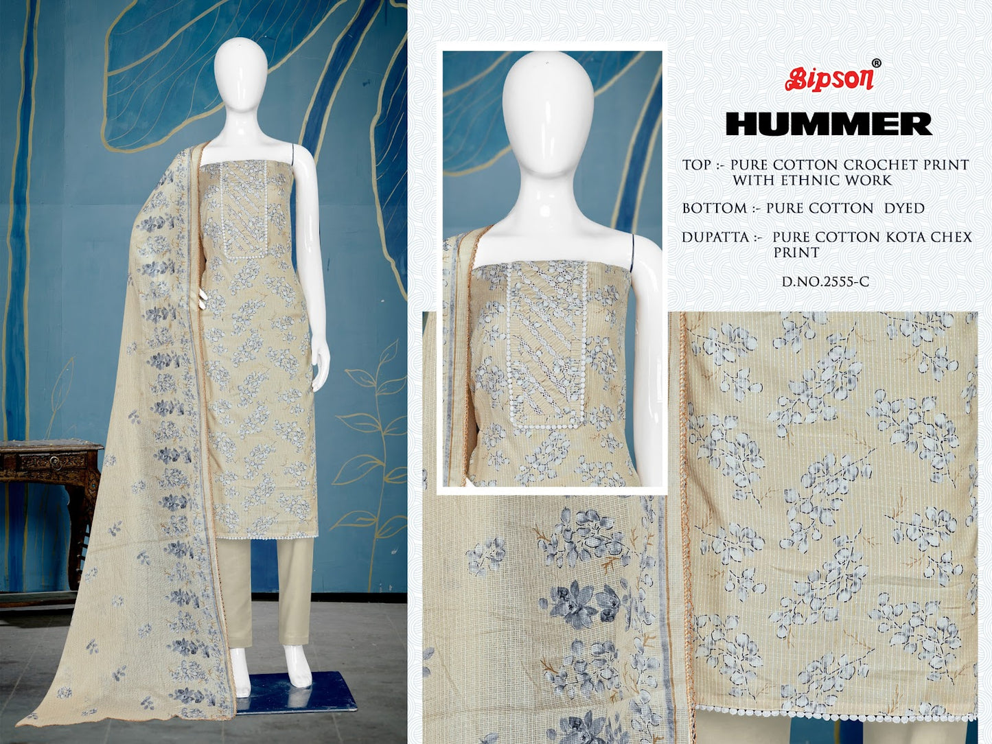 Hummer 2555 Bipson Prints Cotton Pant Style Suits
