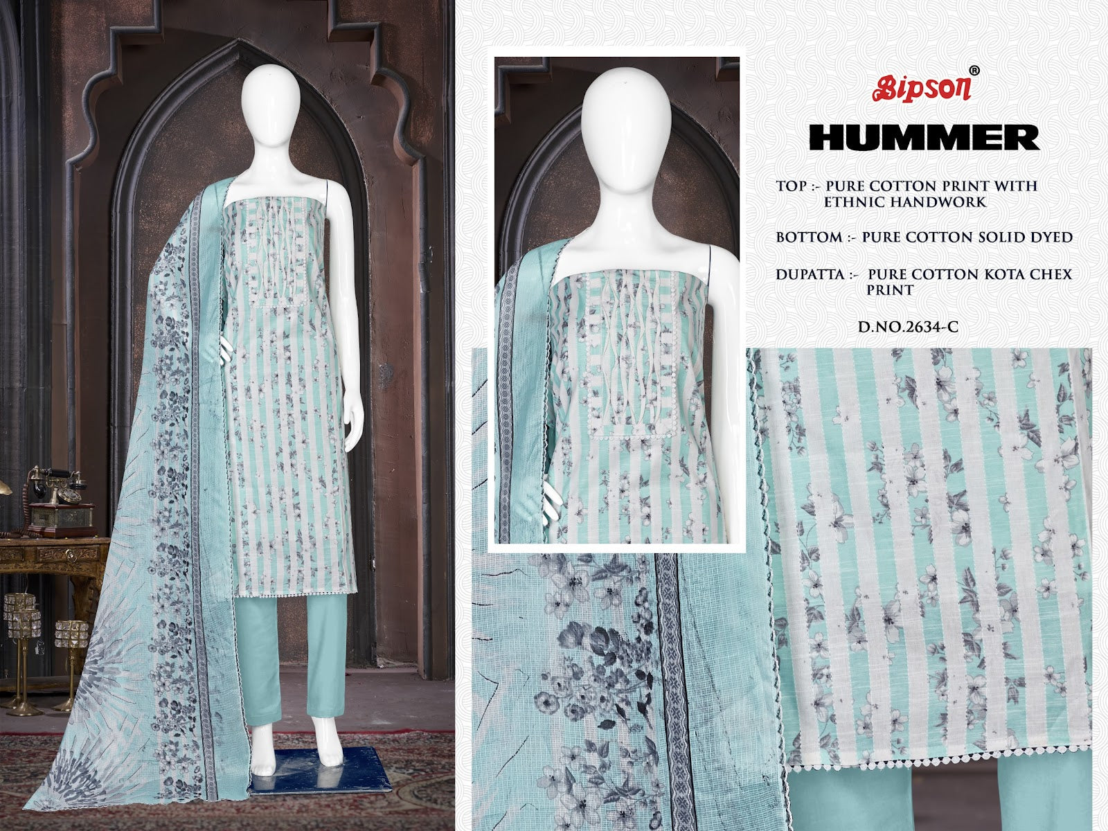 Hummer 2634 Bipson Prints Pure Cotton Pant Style Suits Wholesale Rate