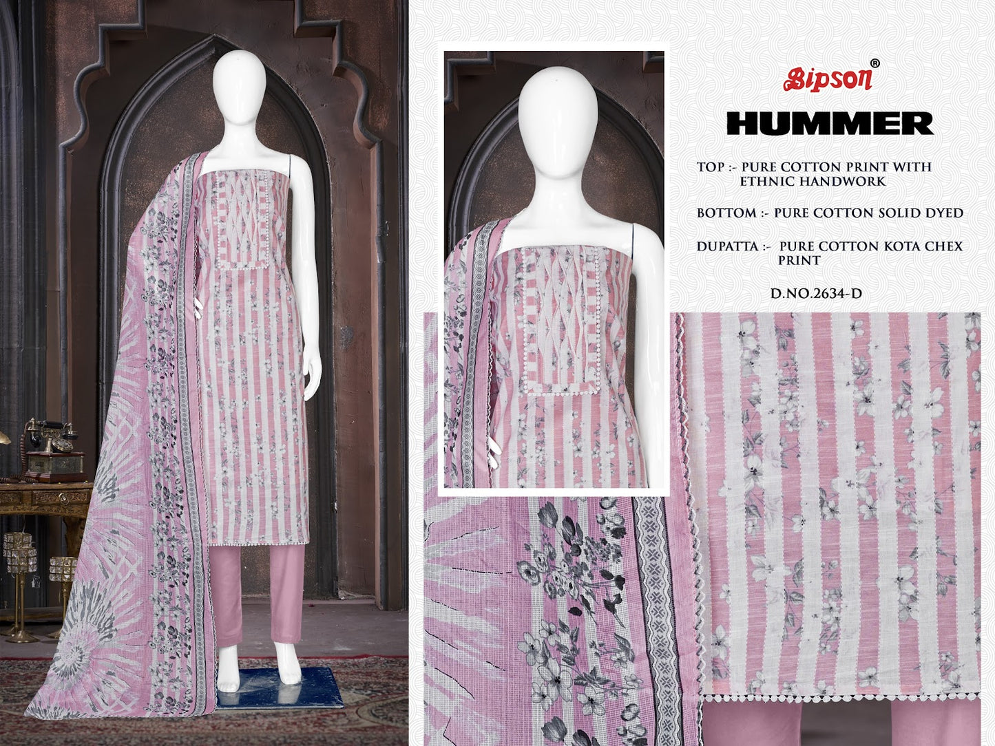 Hummer 2634 Bipson Prints Pure Cotton Pant Style Suits Wholesale Rate