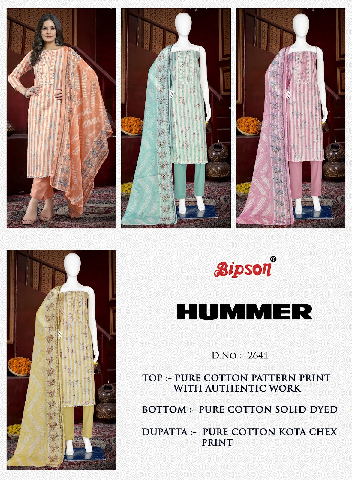 Hummer 2641 Bipson Prints Pure Cotton Pant Style Suits Wholesaler India