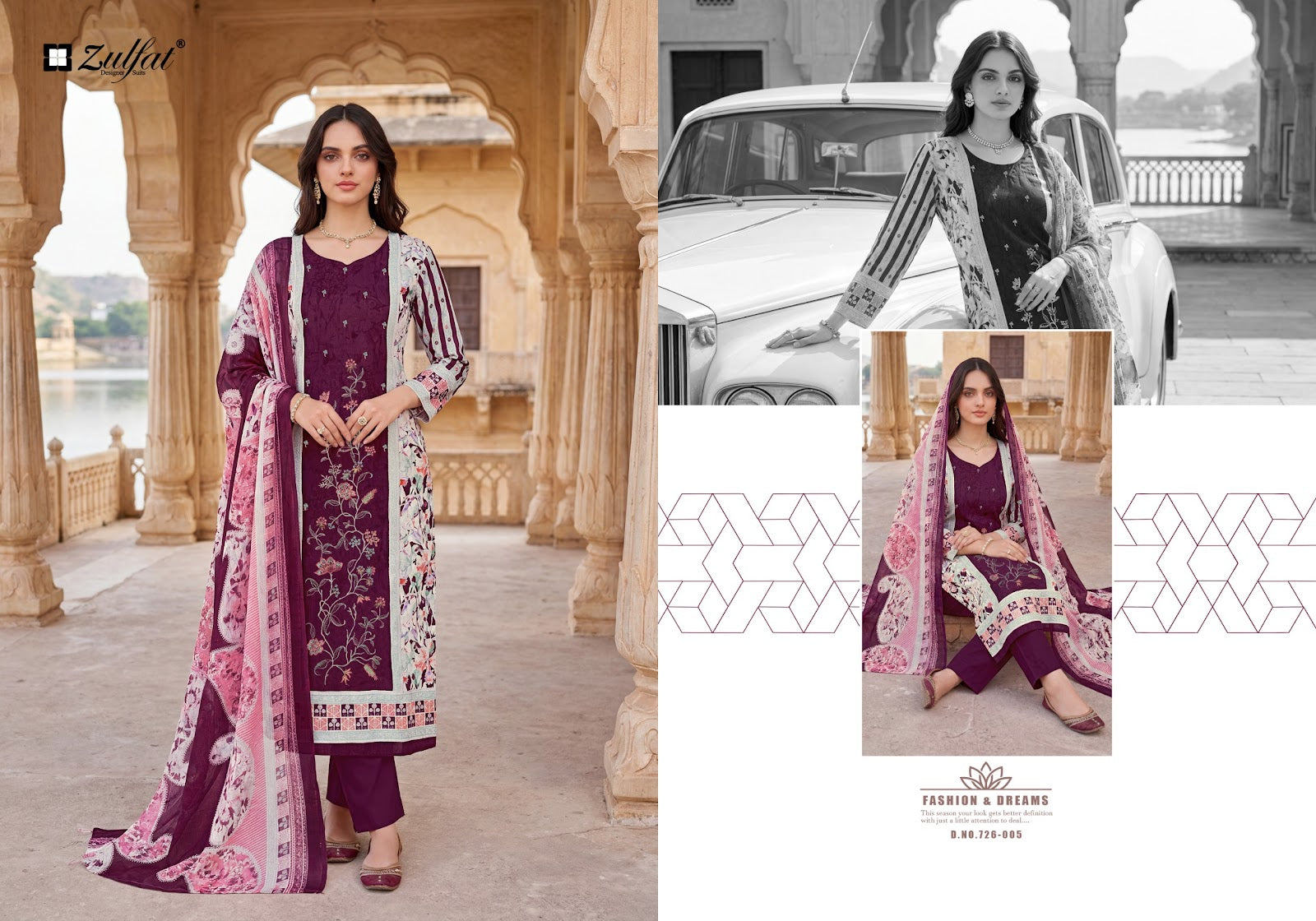 Humraaz Zulfat Designer Jam Cotton Karachi Salwar Suits Wholesale