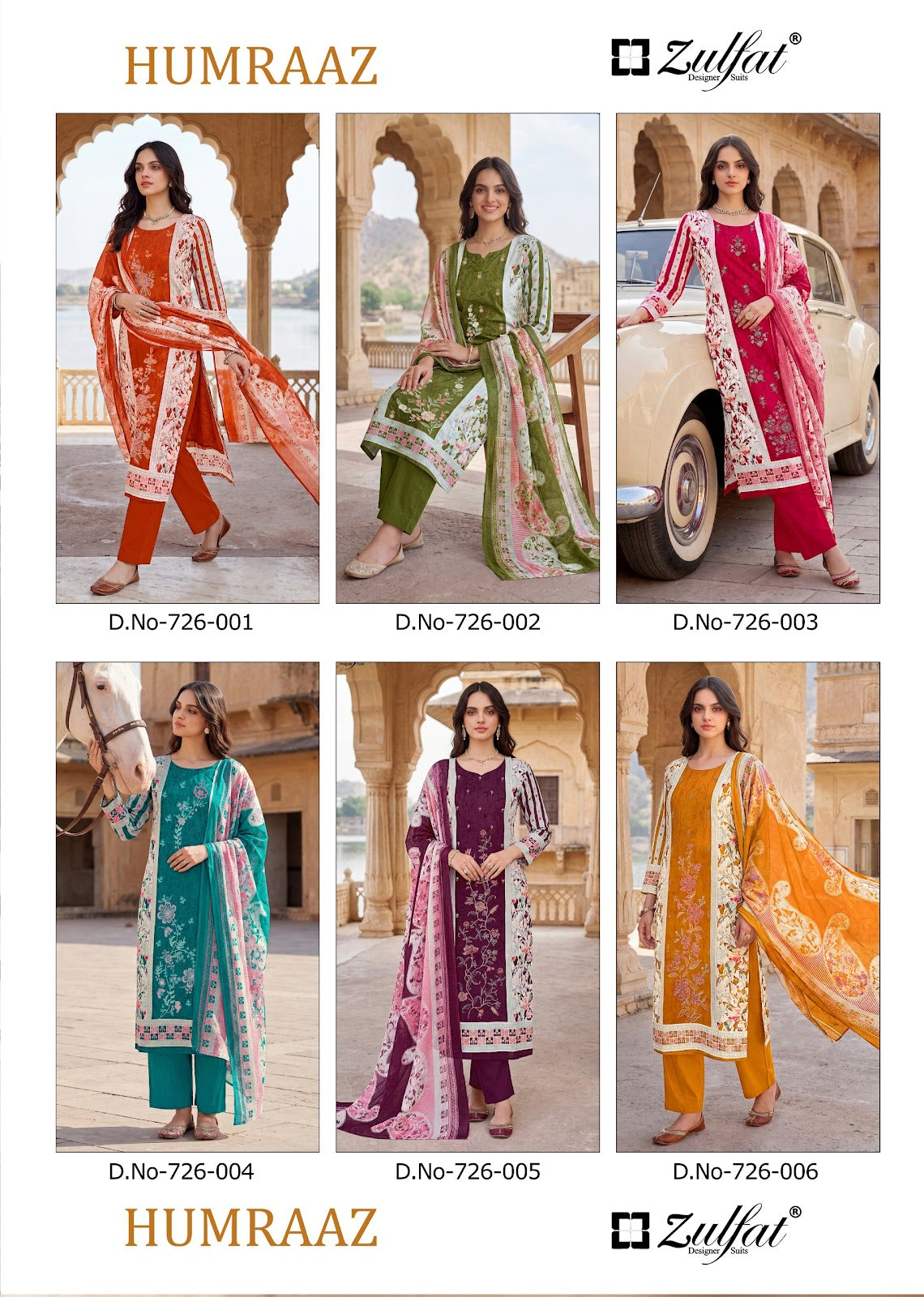 Humraaz Zulfat Designer Jam Cotton Karachi Salwar Suits Wholesale