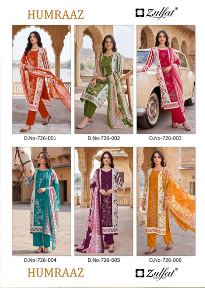 Humraaz Zulfat Designer Jam Cotton Karachi Salwar Suits Wholesale