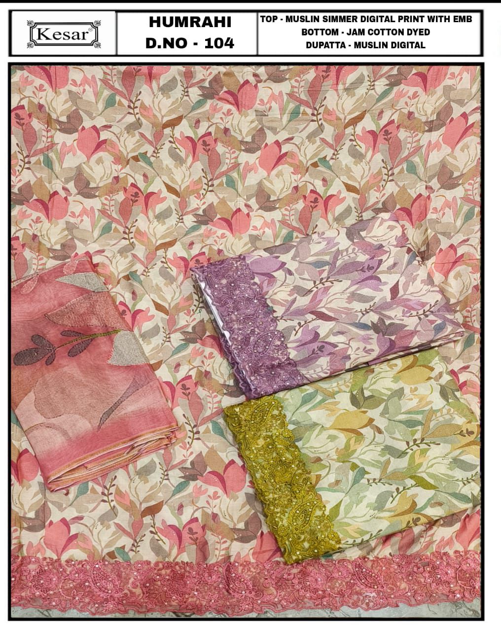 Humrahi Kesar Pure Muslin Salwar Suits Supplier India