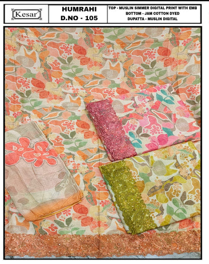 Humrahi Kesar Pure Muslin Salwar Suits Supplier India