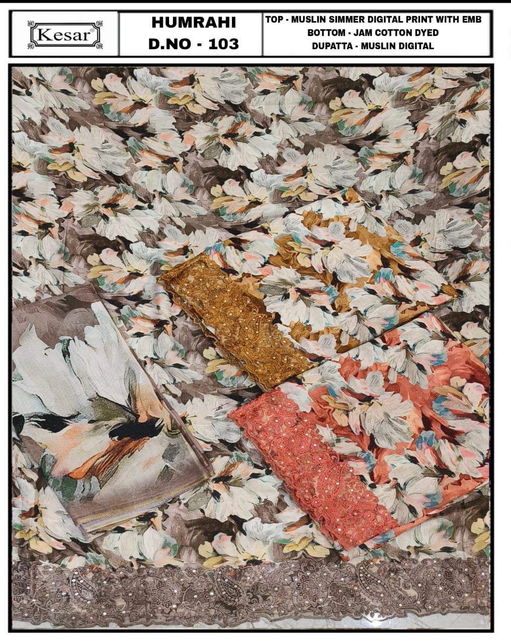 Humrahi Kesar Pure Muslin Salwar Suits Supplier India