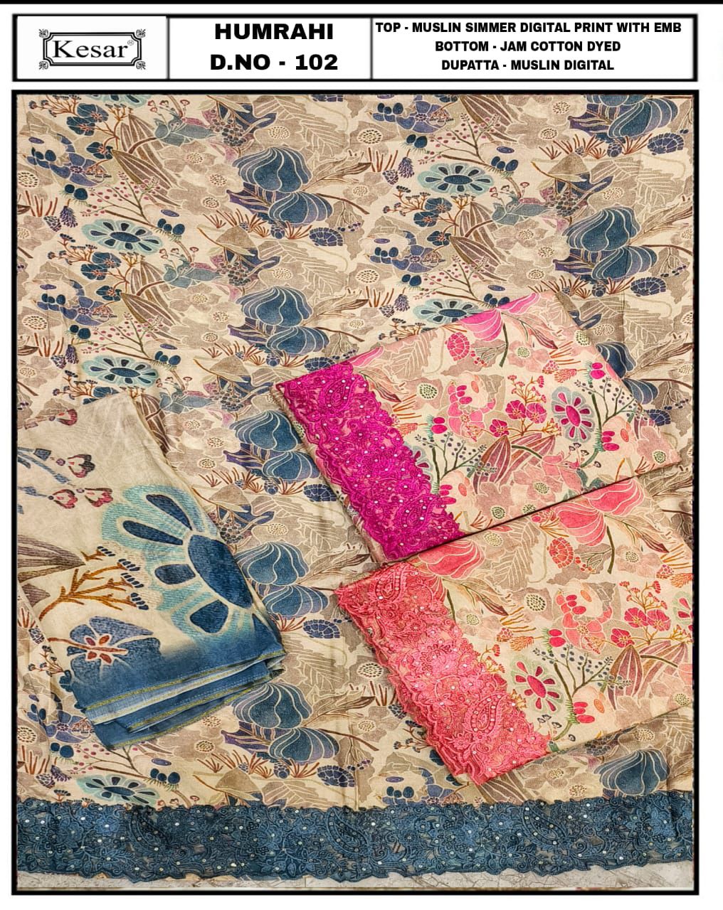 Humrahi Kesar Pure Muslin Salwar Suits Supplier India