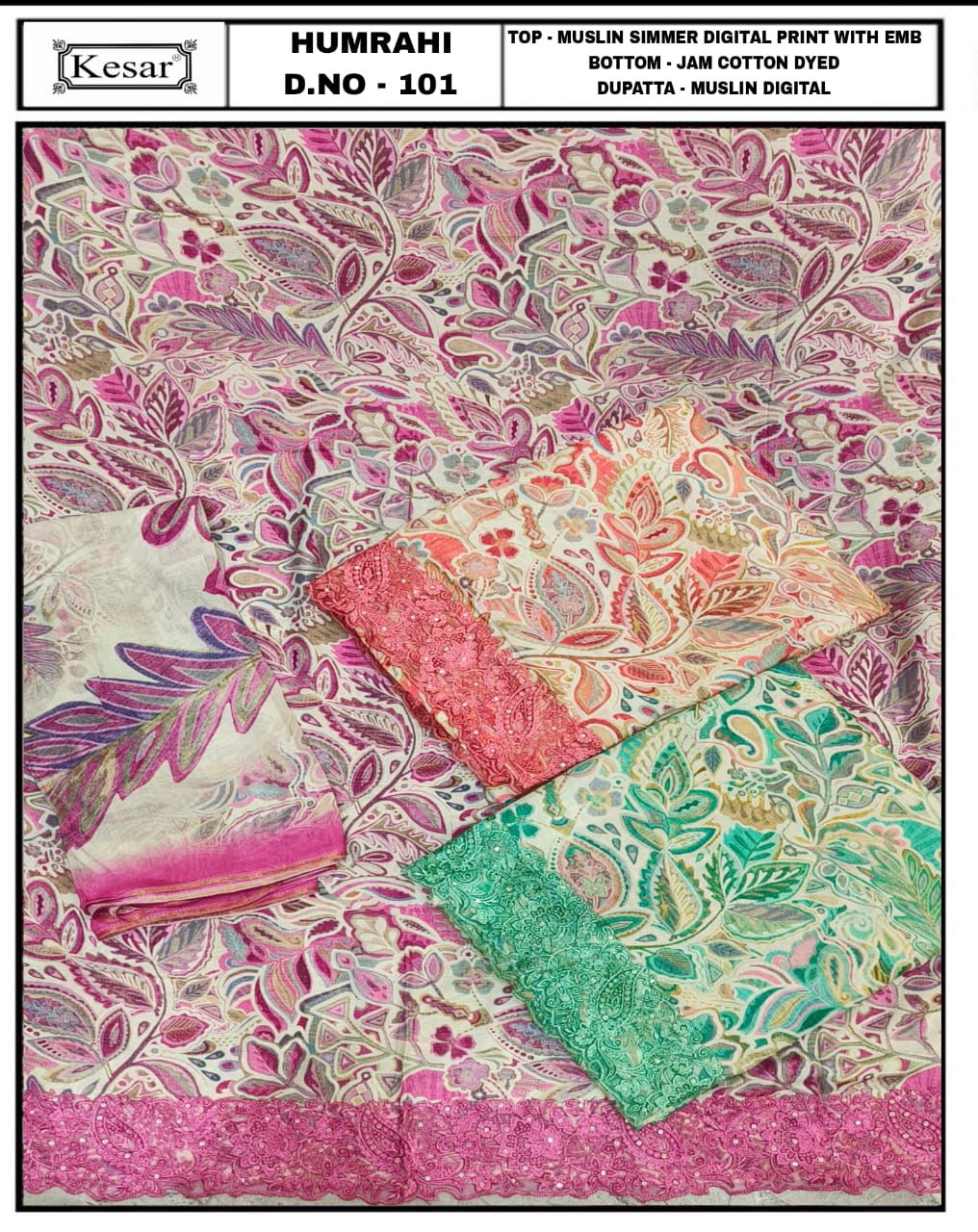 Humrahi Kesar Pure Muslin Salwar Suits Supplier India