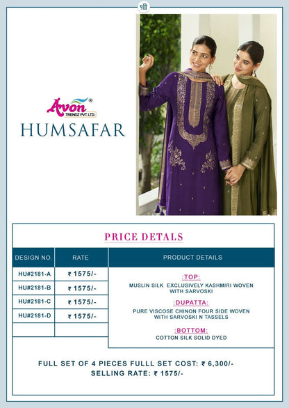 Humsafar Avon Trendz Muslin Silk Pant Style Suits Manufacturer India