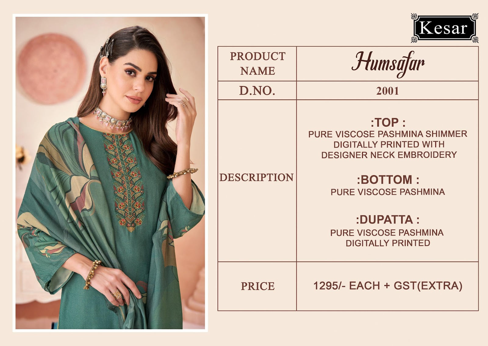 Humsafar Kesar Pashmina Suits Manufacturer Gujarat