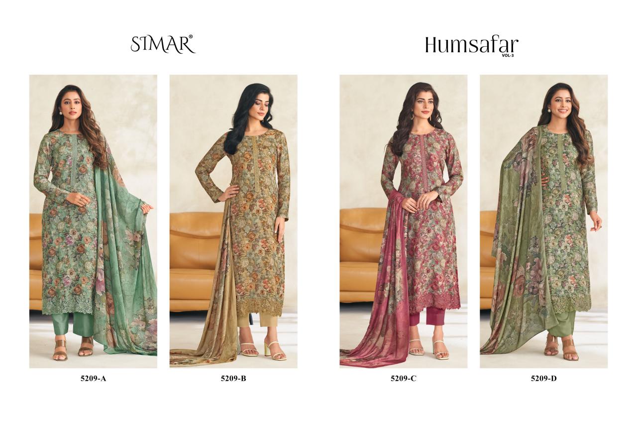 Humsafar Vol 3 Simar Glossy Viscose Muslin Pant Style Suits Wholesaler Ahmedabad