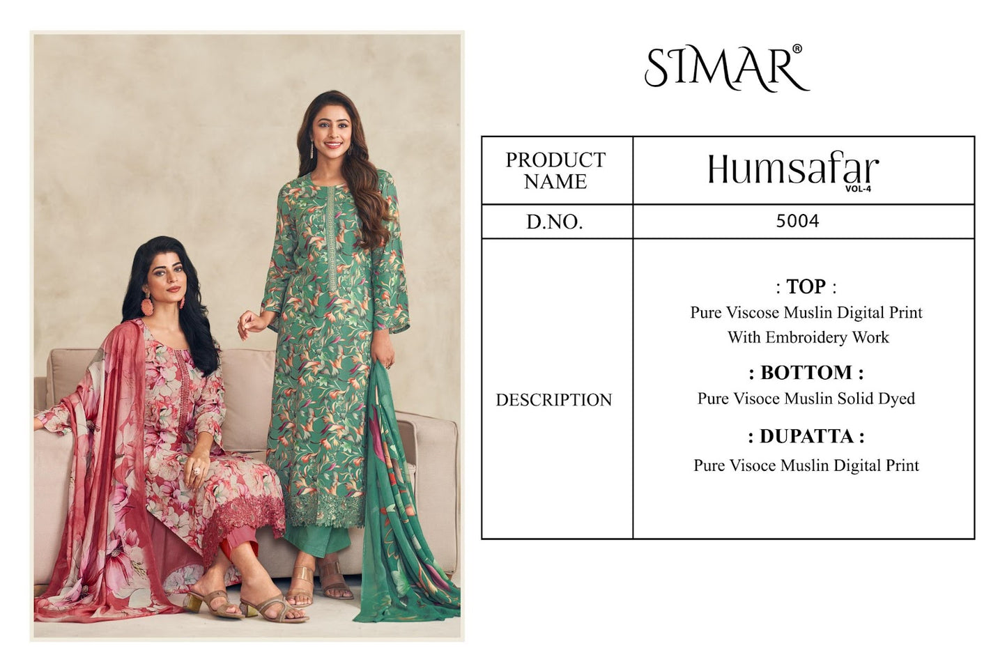 Humsafar Vol 4 Simar Glossy Pure Viscose Muslin Pant Style Suits Wholesale Rate