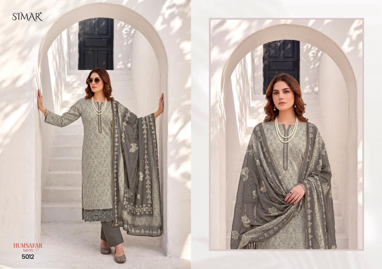 Humsafar Vol 5 Simar Viscose Muslin Pant Style Suits Wholesaler Ahmedabad