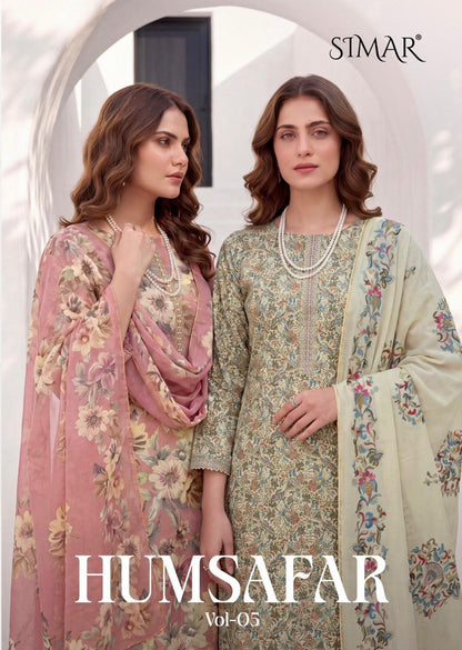 Humsafar Vol 5 Simar Viscose Muslin Pant Style Suits Wholesaler Ahmedabad