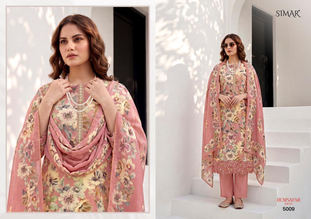 Humsafar Vol 5 Simar Viscose Muslin Pant Style Suits Wholesaler Ahmedabad
