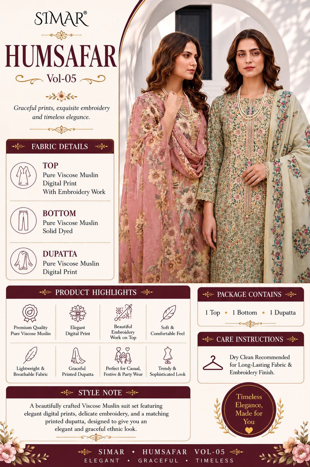 Humsafar Vol 5 Simar Viscose Muslin Pant Style Suits Wholesaler Ahmedabad