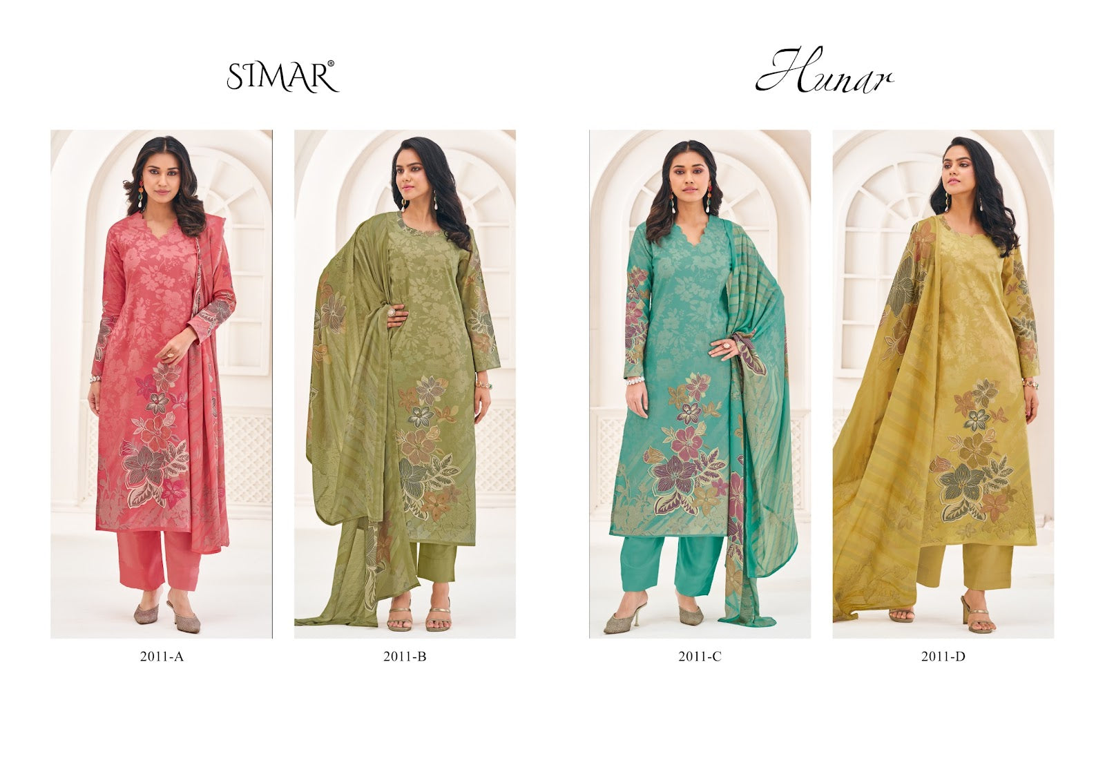 Hunar Simar Glossy Pure Lawn Pant Style Suits Wholesale Price