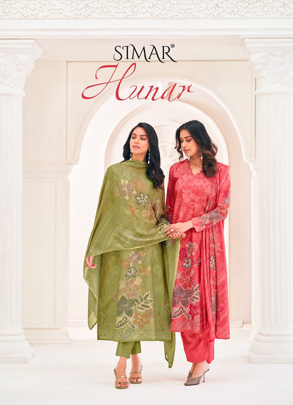 Hunar Simar Glossy Pure Lawn Pant Style Suits Wholesale Price