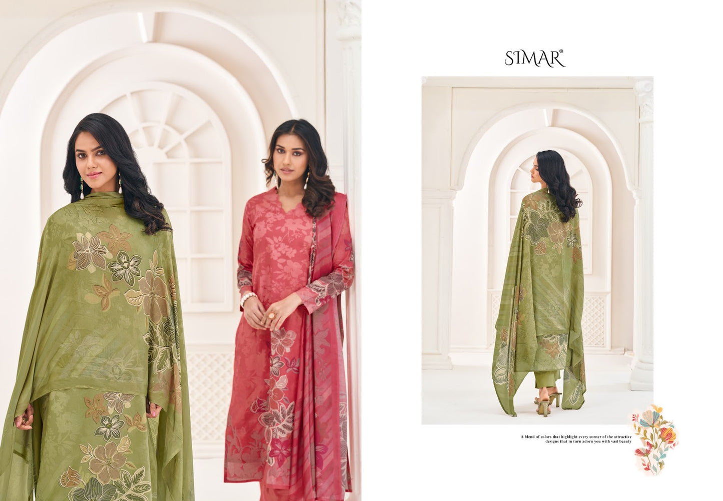 Hunar Simar Glossy Pure Lawn Pant Style Suits Wholesale Price